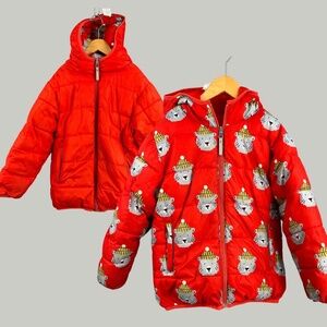 Hanna Andersson Red Kids Puffers with Bear Print